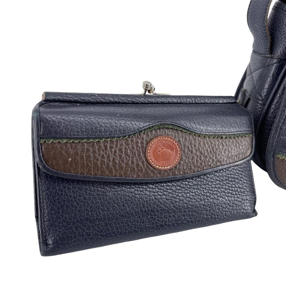 Dooney & Bourke Vintage Saddle Crossbody Blue Green Purse + Kisslock Wallet - Picture 3 of 15